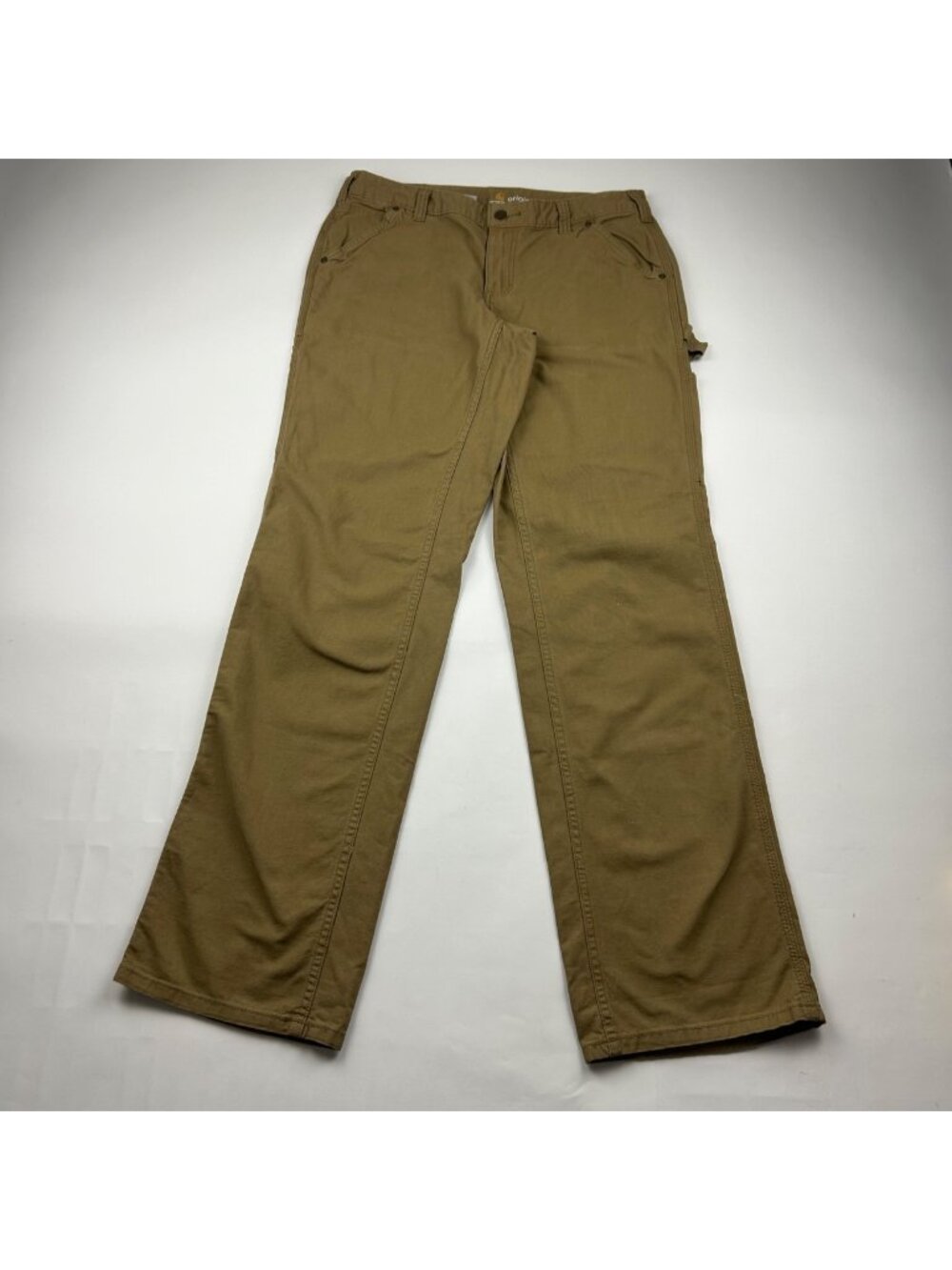TALL Carhartt Camel Brown Canvas Original Fit Straight Leg Pants 10T
